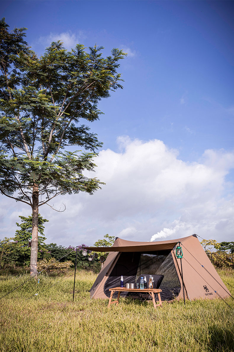 Cheap Goat Tents One tiger TC cotton tent outdoor camping chimney tent sunscreen ventilation mesh anti mosquito four seasons Japanese  tent   